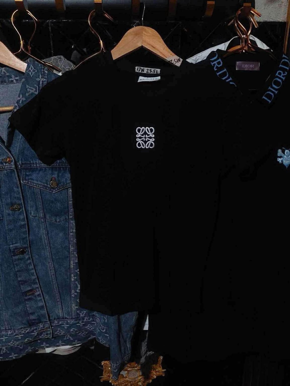 Loewe Black Crewneck Tee with White Anagram Embroidery